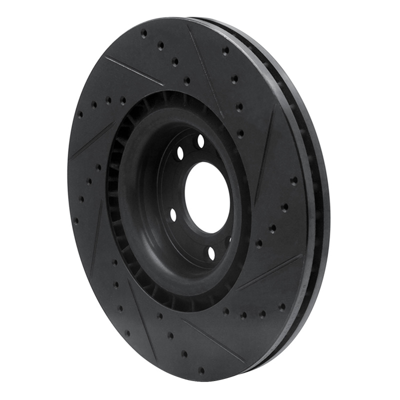 Saab 9-3 Brake Rotor (1) - Front Left - R1 Concepts - Drilled & Slotted - Black - `08-`11